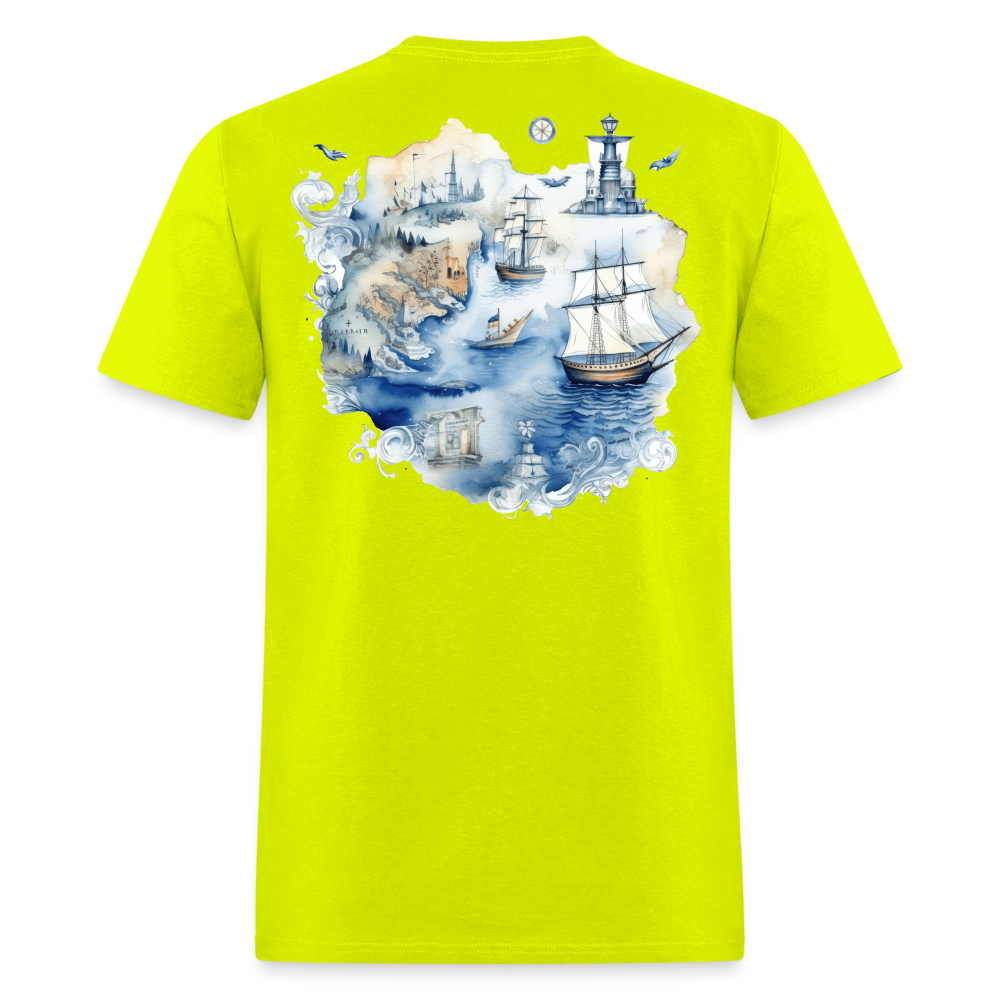 Nautical Map Tee! - safety green