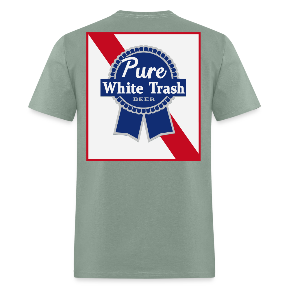 Pure White Trash Beer Tee! - sage